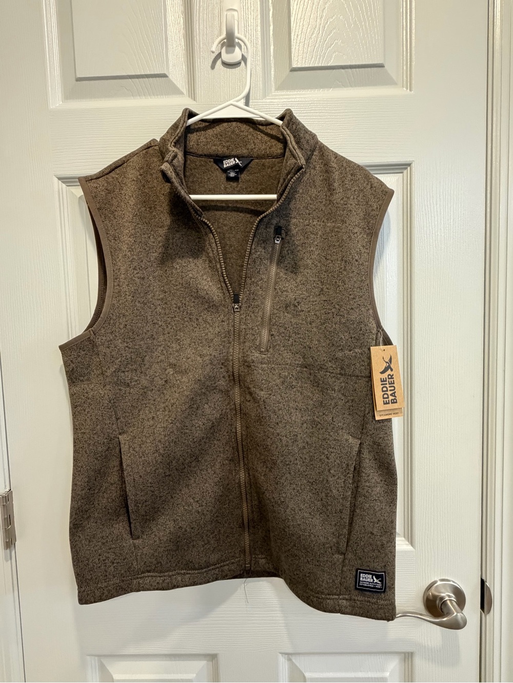 Eddie Bauer Men’s Olive Brown Full-Zip Fleece Vest